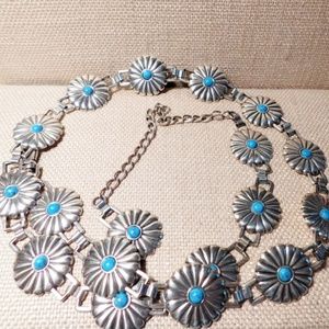 Southwestern Boho Silver Concho + Turquoise Belt